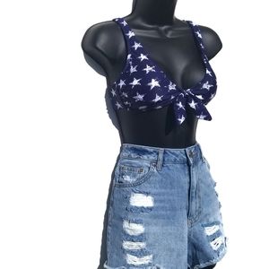 Xhilaration| Tie Front Bralette| American Flag